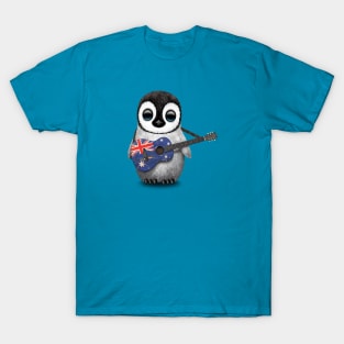 Baby Penguin Playing Australian Flag Guitar T-Shirt